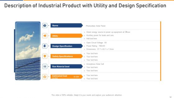 Description Of Industrial Product With Utility And Design Specification Clipart PDF