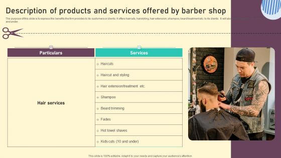 Description Of Products And Services Offered By Barber Shop Rules PDF