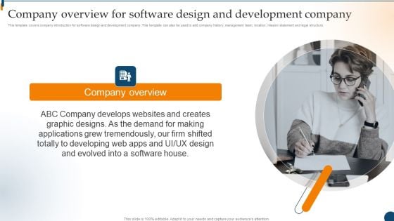 Design Software Playbook Engineers Company Overview For Software Design And Development Company Inspiration PDF