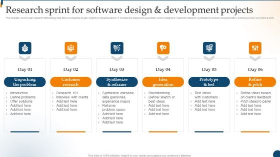 Design Software Playbook Engineers Research Sprint For Software Design Development Projects Infographics PDF