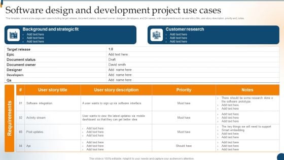 Design Software Playbook Engineers Software Design And Development Project Use Cases Ideas PDF