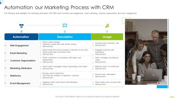 Designing And Deployment Automation Our Marketing Process With CRM Slides PDF