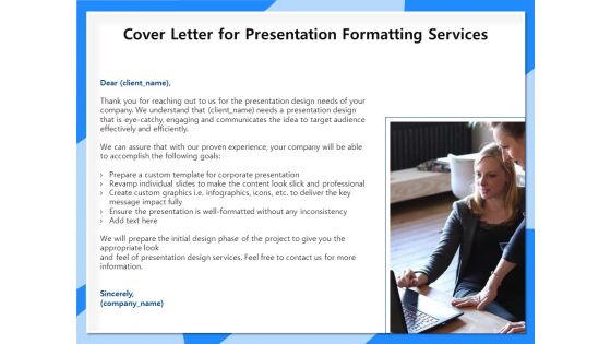 Designing And Editing Solutions Cover Letter For Presentation Formatting Services Brochure PDF Designing And Editing Solutions Cover Letter For Presentation Formatting Services Brochure PDF