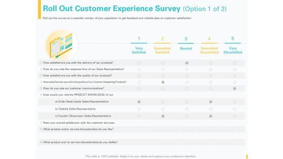 Designing Great Client Experience Action Plan Roll Out Customer Experience Survey Ppt File Background Images PDF