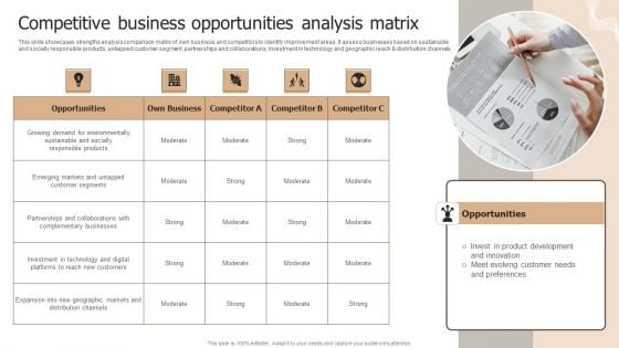 Designing Strategies For Company Growth And Success Competitive Business Opportunities Analysis Matrix Sample PDF