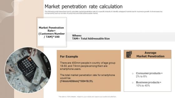 Designing Strategies For Company Growth And Success Market Penetration Rate Calculation Inspiration PDF