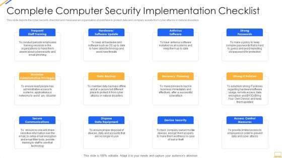 Desktop Security Management Complete Computer Security Implementation Checklist Demonstration PDF