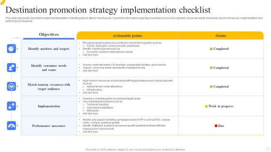 Destination Promotion Strategy Implementation Checklist Themes PDF