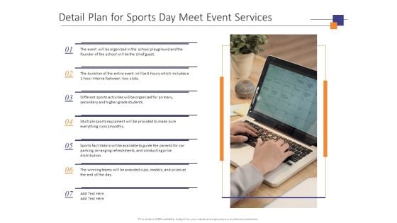 Detail Plan For Sports Day Meet Event Services Ppt PowerPoint Presentation Deck