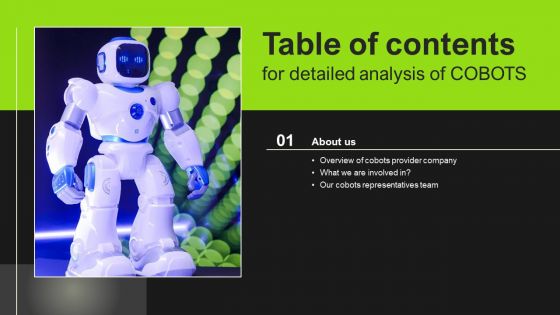 Detailed Analysis Of COBOTS Table Of Contents Ideas PDF