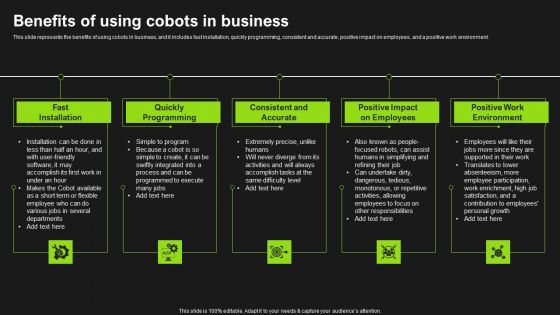 Detailed Analysis Of Cobots Benefits Of Using Cobots In Business Elements PDF