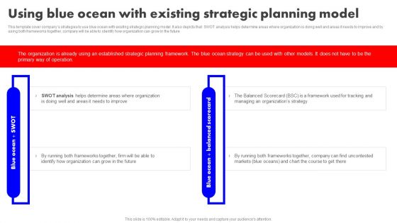 Detailed Analysis Of Red Ocean Vs Blue Ocean Approach Using Blue Ocean With Existing Strategic Planning Graphics PDF