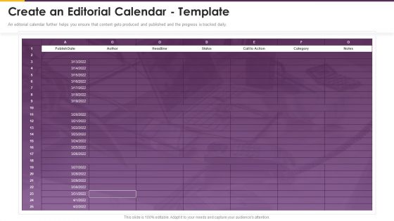 Detailed Guide Consumer Journey Marketing Create An Editorial Calendar Sample PDF