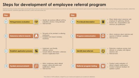 Detailed Guide For Talent Acquisition Steps For Development Of Employee Referral Program Formats PDF