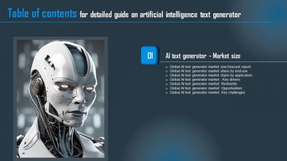 Detailed Guide On Artificial Intelligence Text Generator Table Of Contents Portrait PDF