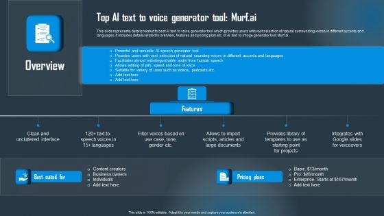 Detailed Guide On Artificial Intelligence Text Generator Top AI Text To Voice Generator Tool Murf AI Themes PDF