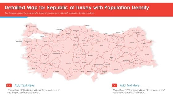 Detailed Map For Republic Of Turkey With Population Density PowerPoint Presentation PPT Template PDF