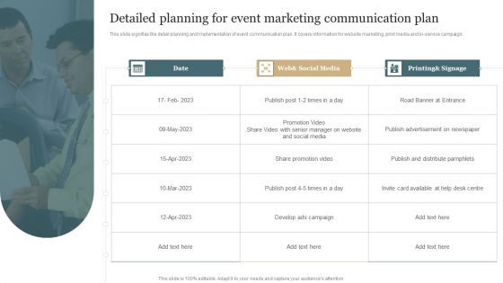 Detailed Planning For Event Marketing Communication Plan Slides PDF