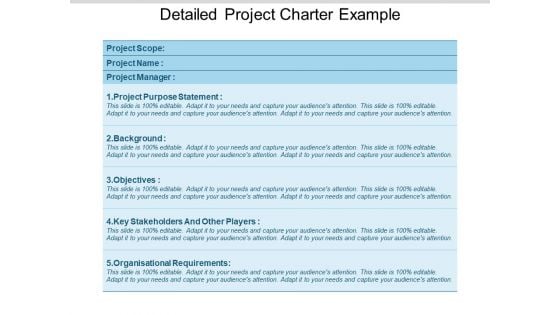 Detailed Project Charter Example Ppt PowerPoint Presentation Inspiration Outline