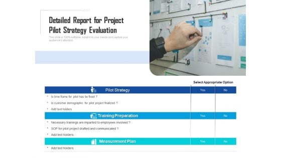 Detailed Report For Project Pilot Strategy Evaluation Ppt PowerPoint Presentation Gallery Brochure PDF
