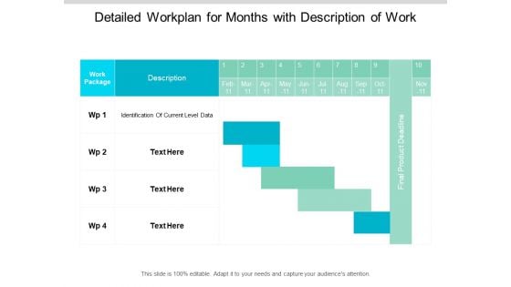 Detailed Workplan For Months With Description Of Work Ppt PowerPoint Presentation Pictures Inspiration