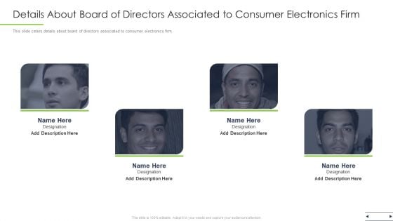 Details About Board Of Directors Associated To Consumer Electronics Firm Ppt Show Information PDF Details About Board Of Directors Associated To Consumer Electronics Firm Ppt Show Information PDF