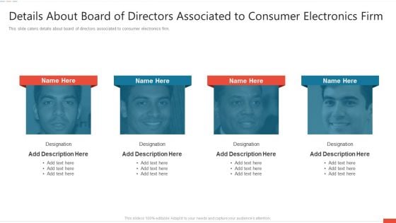 Details About Board Of Directors Associated To Consumer Electronics Firm Summary PDF