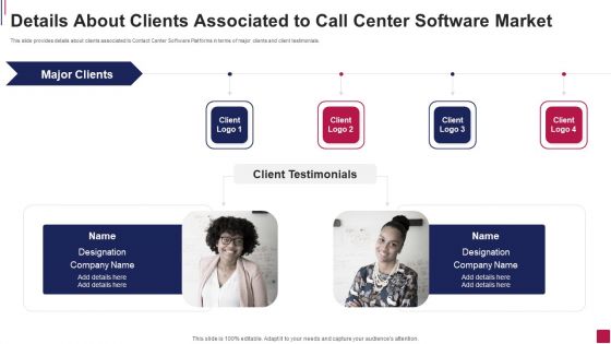 Details About Clients Associated To Call Center Software Market Icons PDF