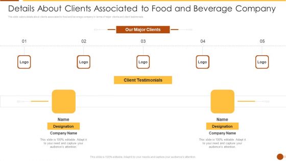 Details About Clients Associated To Food And Beverage Company Brochure PDF