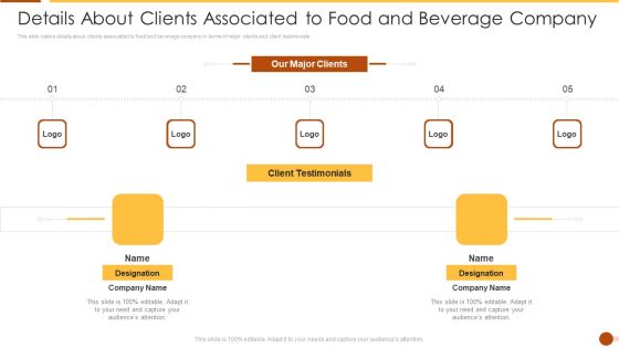 Details About Clients Associated To Food And Beverage Company Brochure PDF Details About Clients Associated To Food And Beverage Company Brochure PDF