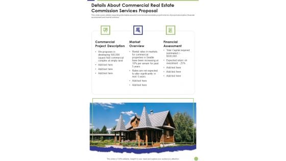 Details About Commercial Real Estate Commission Services Proposal One Pager Sample Example Document