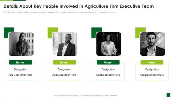 Details About Key People Involved In Agriculture Firm Executive Team Brochure PDF