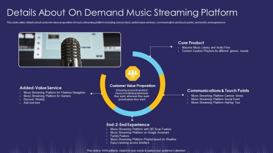 Details About On Demand Music Streaming Platform Service Ppt Summary Show PDF