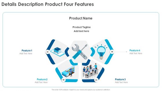 Details Description Product Four Features Ppt PowerPoint Presentation File Graphics Design PDF
