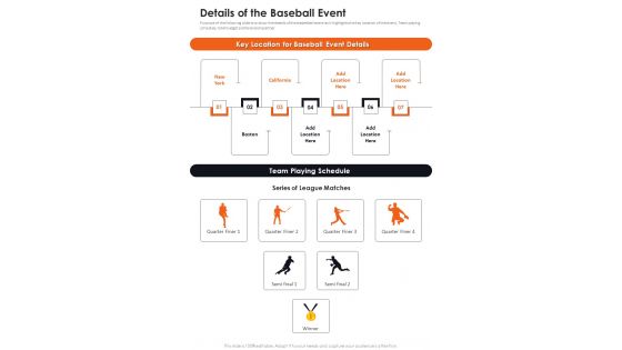 Details Of The Baseball Event One Pager Sample Example Document