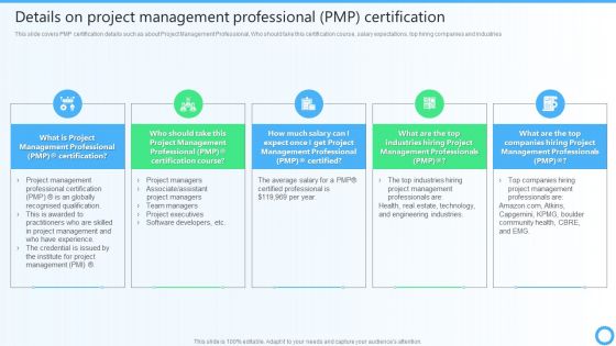 Details On Project Management Professional PMP Certification IT Certifications To Enhance Slides PDF