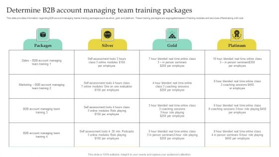 Determine B2B Account Managing Team Training Packages Demonstration PDF