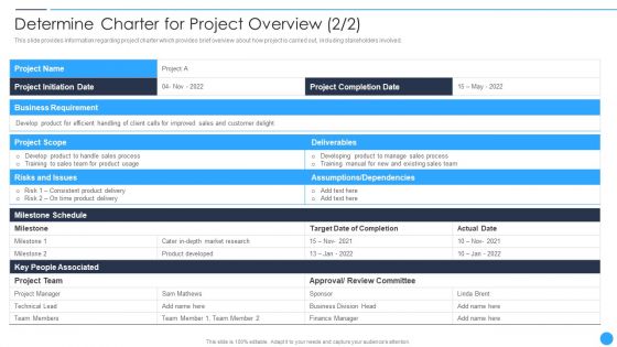 Determine Charter For Project Overview Playbook For Project Product Administration Brochure PDF