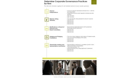 Determine Corporate Governance Practices For Firm One Pager Documents