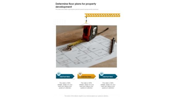 Determine Floor Plans For Property Development One Pager Sample Example Document