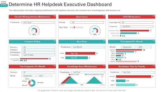 Determine HR Helpdesk Executive Dashboard Mockup PDF