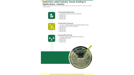 Determine Latest Industry Trends Existing In Agribusiness Industry One Pager Documents