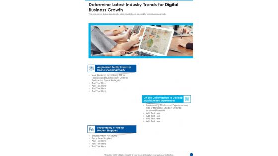 Determine Latest Industry Trends For Digital Business Growth One Pager Documents