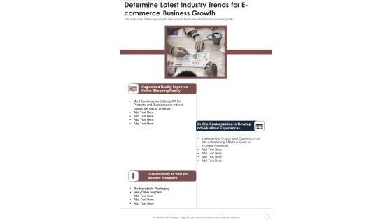 Determine Latest Industry Trends For Ecommerce Business Growth One Pager Documents Determine Latest Industry Trends For Ecommerce Business Growth One Pager Documents