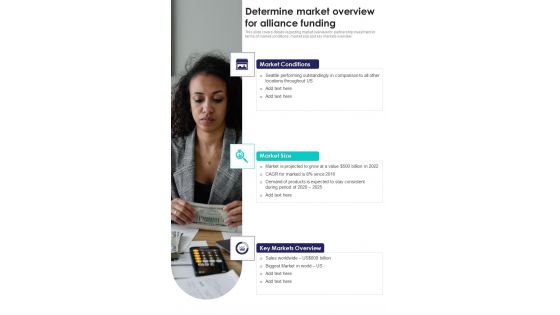 Determine Market Overview For Alliance Funding One Pager Sample Example Document Determine Market Overview For Alliance Funding One Pager Sample Example Document