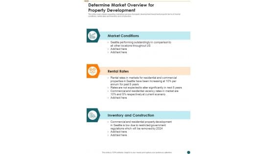 Determine Market Overview For Property Development One Pager Sample Example Document Determine Market Overview For Property Development One Pager Sample Example Document