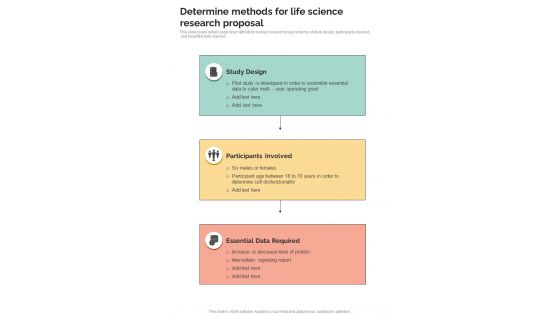 Determine Methods For Life Science Research Proposal One Pager Sample Example Document