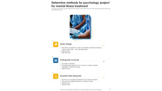 Determine Methods For Psychology Project For Mental Illness Treatment One Pager Sample Example Document