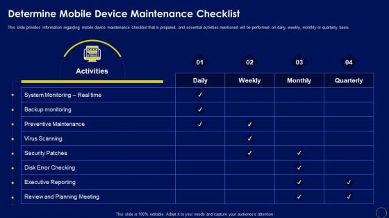 Determine Mobile Device Maintenance Checklist Business Mobile Device Security Management Professional PDF