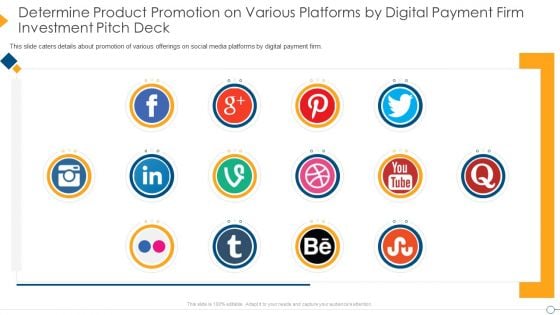 Determine Product Promotion On Various Platforms By Digital Payment Firm Investment Pitch Deck Brochure PDF